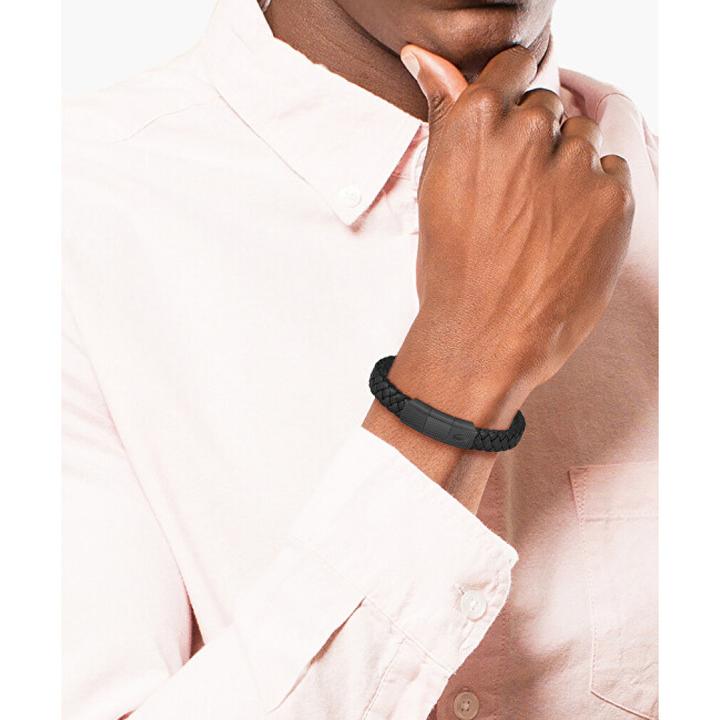 Actual product image Lacoste Black leather bracelet Rokel 2040285 (19 cm, Leather, Stainless steel)
