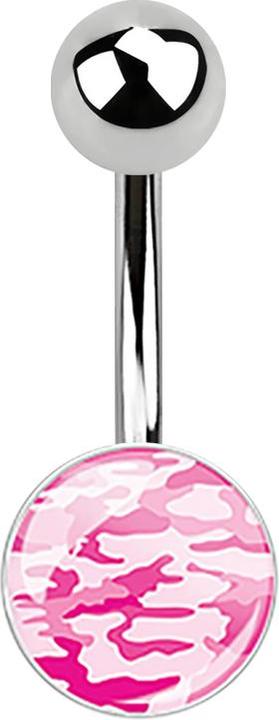 Immagine prodotto Star Piercing Banane silber mit zwei Kugeln und Bild Military pink (senza ottone, Acciaio chirurgico 316L)