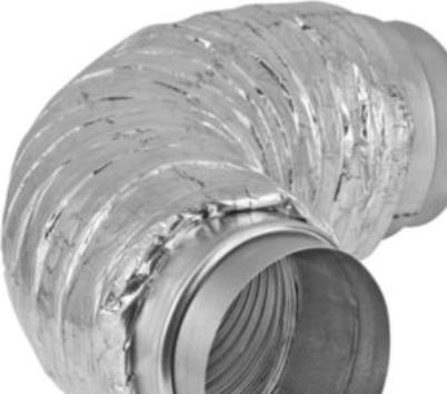 Alnor fleks. Lyddaemper Ø125 - Lgd. 1200 mm, 50 mm isol. Socket tilsl.
