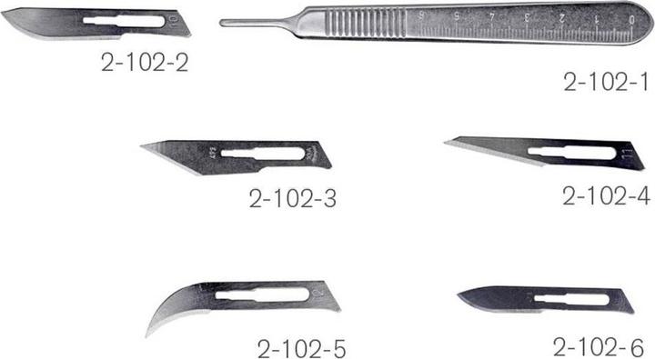 Produktbild Bernstein Skalpell Griff mit 5 Klingen (Cutter)