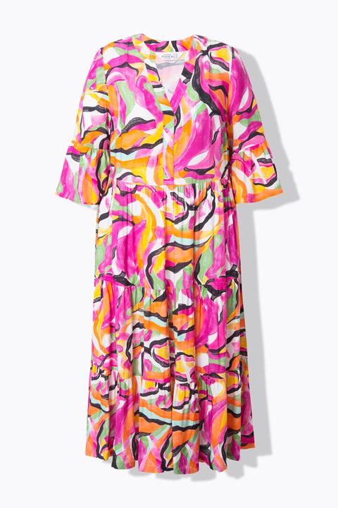 Image du produit Studio Untold Robe maxi à volants, manches 3/4, imprimé abstrait (46, 48)
