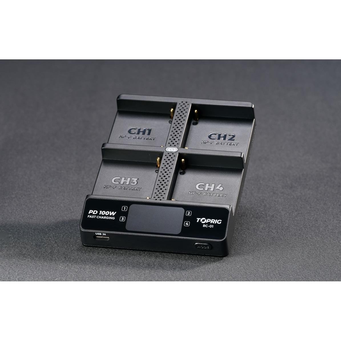Accsoon, Caricabatterie per auto, Toprig 100W 4-Bay NP-F Fast Charger (BC02)