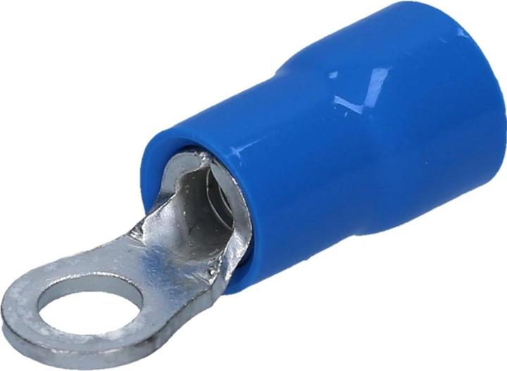 Kalitec 100 Stück RKSBM6 Ringkabelschuh 1,5-2,5mm² I teilisoliert M6 blau I Kupfer I PVC Kragen I zu