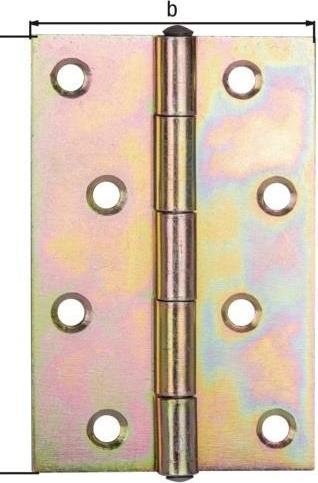 Actual product image Alberts Half-width hinge with riveted brass pin, 101 x 65 mm, galvanised yellow