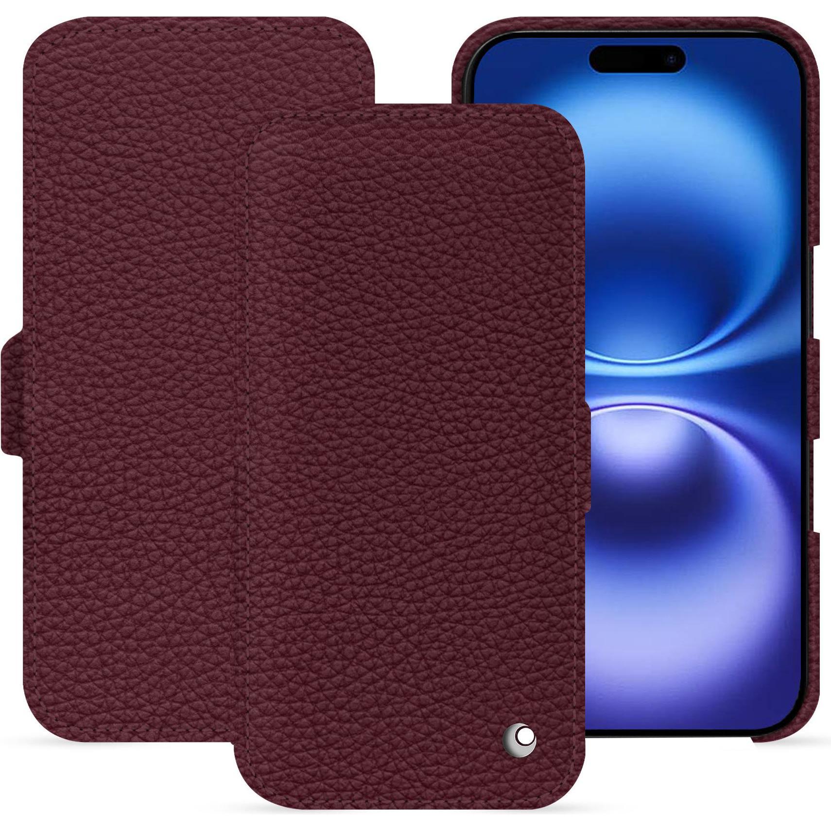 Noreve Lederschutzhülle horizontal (Apple iPhone 16), Smartphone Hülle, Violett