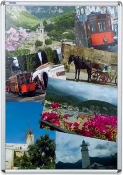 Produktbild Franken Plakatrahmen DIN A2, 25 mm Rahmenprofil silbereloxierter Aluminium-Klapprahmen, Kunststoffecken (A2)