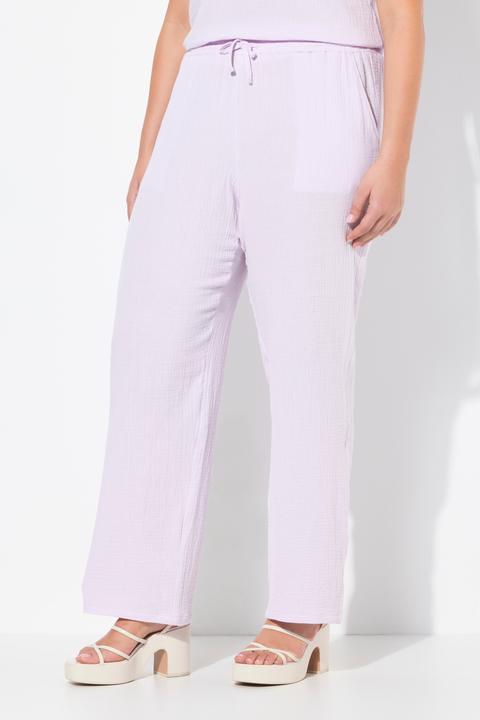 Produktbild Ulla Popken Musselin-Schlupfhose Rose, weites Bein, Elastikbund (42, 44)