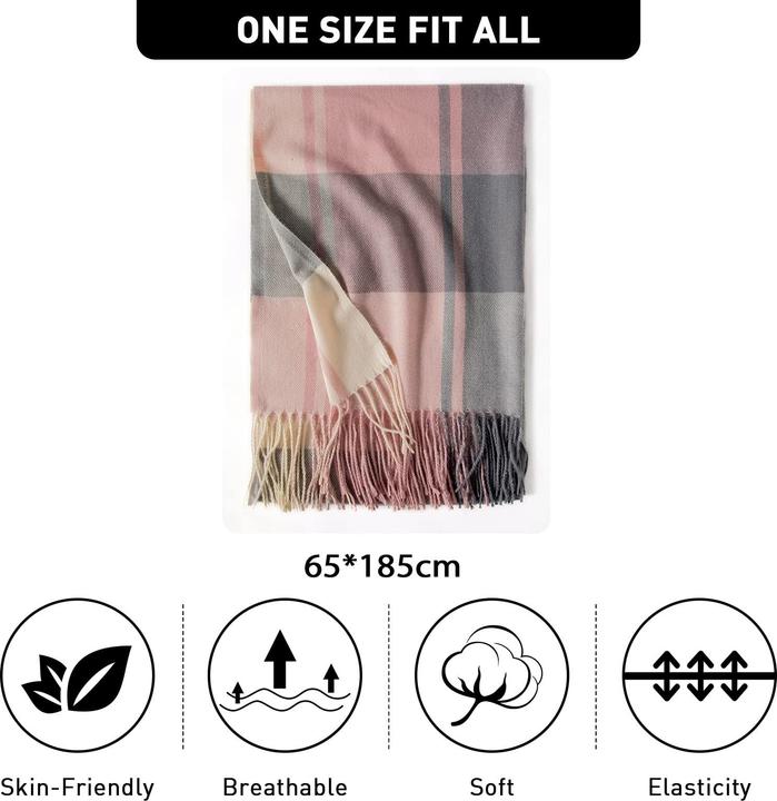 Only-Bags.Store Winter Senior karierter Kaschmirschal, karierter Pashmina übergrosser Herbstschal Stolen