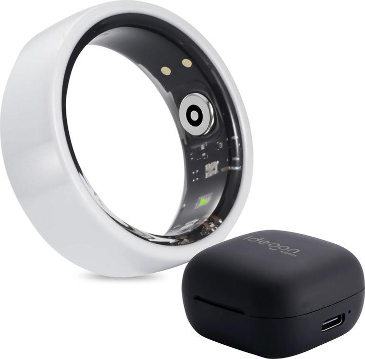 Ideoon Smart-Ring, weiss, Keramik, inkl. Ladebox, Grösse 65 (65, Weiss)