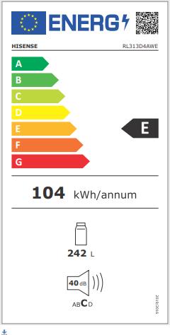 Energie-Label Hisense RL313D4AWE (242 l)