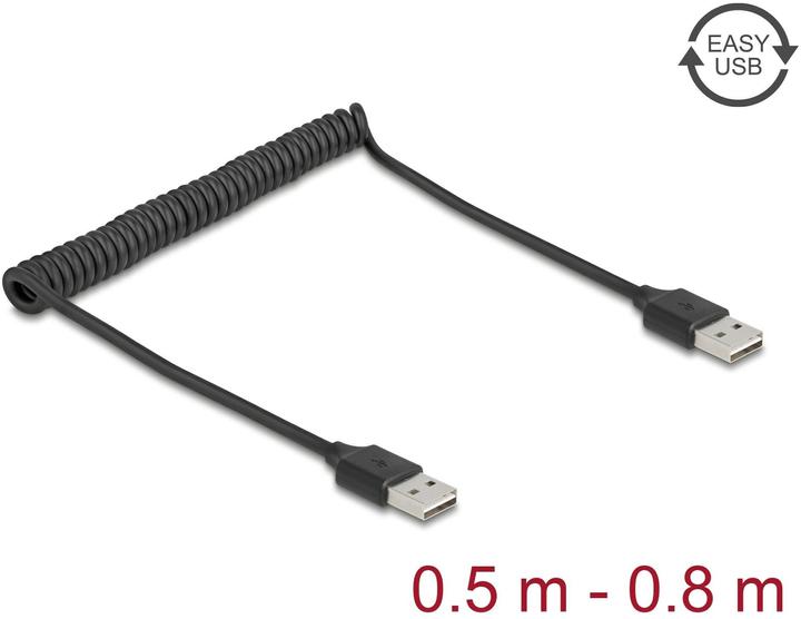 Image du produit Delock Spiralkabel EASY-USB 2.0 Typ-A Stecker zu EASY-USB Ty (0.80 m, USB 2.0)
