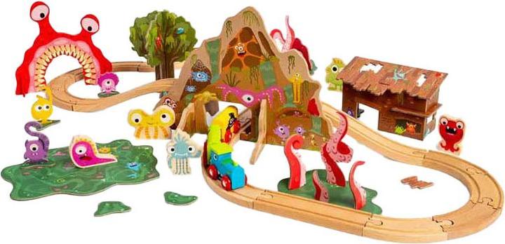 Produktbild Bigjigs Holz-Monstereisenbahn-Set, 50-tlg.