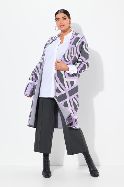Immagine prodotto Ulla Popken Cardigan lungo e aperto con design grafico e collo alto (50, 52)