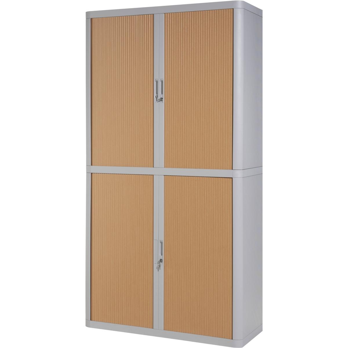 Paperflow, Aktenschrank, Rollladenschrank easyOffice, 4 Fachböden, Höhe 2040 mm, grau / Buche (110 x 41.5 x 204 cm)