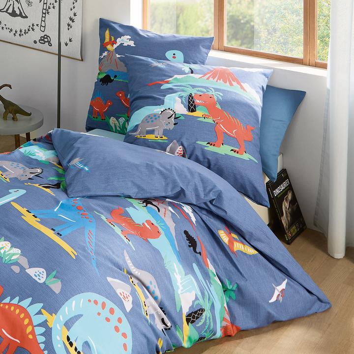 Produktbild Kaeppel Bettwäsche Dinosaurus blau (135 x 200 cm, 80 x 80 cm)