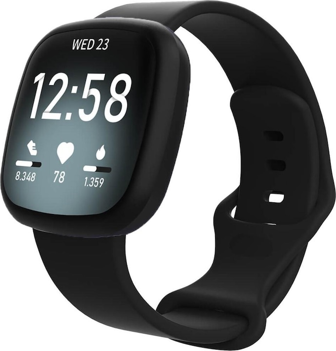 Cover-Discount Fitbit Versa 4 / Sense 2 - Bracelet de remplacement en silicone noir (Silicone, Sense, Versa 3)