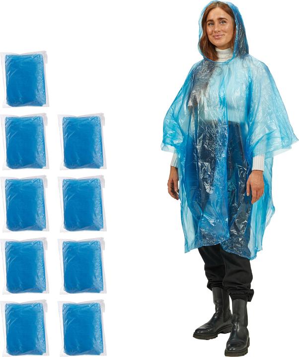 Actual product image Relaxdays Rain Poncho Set of 10