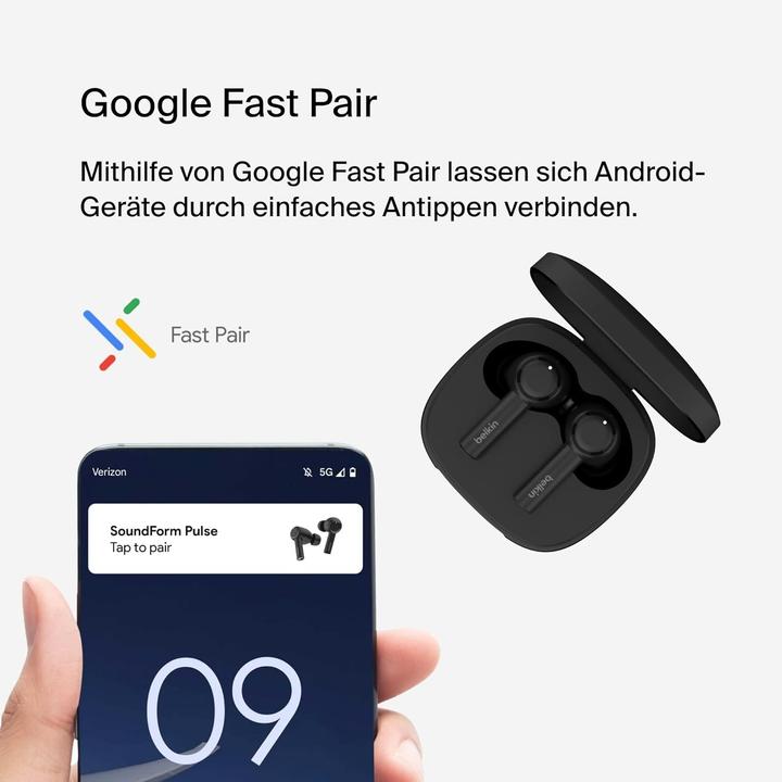 Produktbild Belkin Soundform Pulse juoda True-Wireless In-Ear AUC007btBLK (ANC, 35 h, Kabellos)