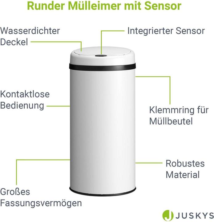 Image du produit Juskys Poubelle automatique avec capteur (40 l)