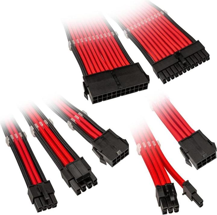 Actual product image Kolink Core Adept Braided Cable Extension Kit - Red (35 cm)