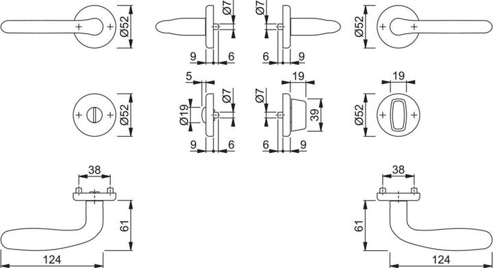 Actual product image Hoppe Rosette set Cardiff E1850Z/17KV/17KVS stainless steel F69 round SK/OL DIN left / right D/D (Door handle)