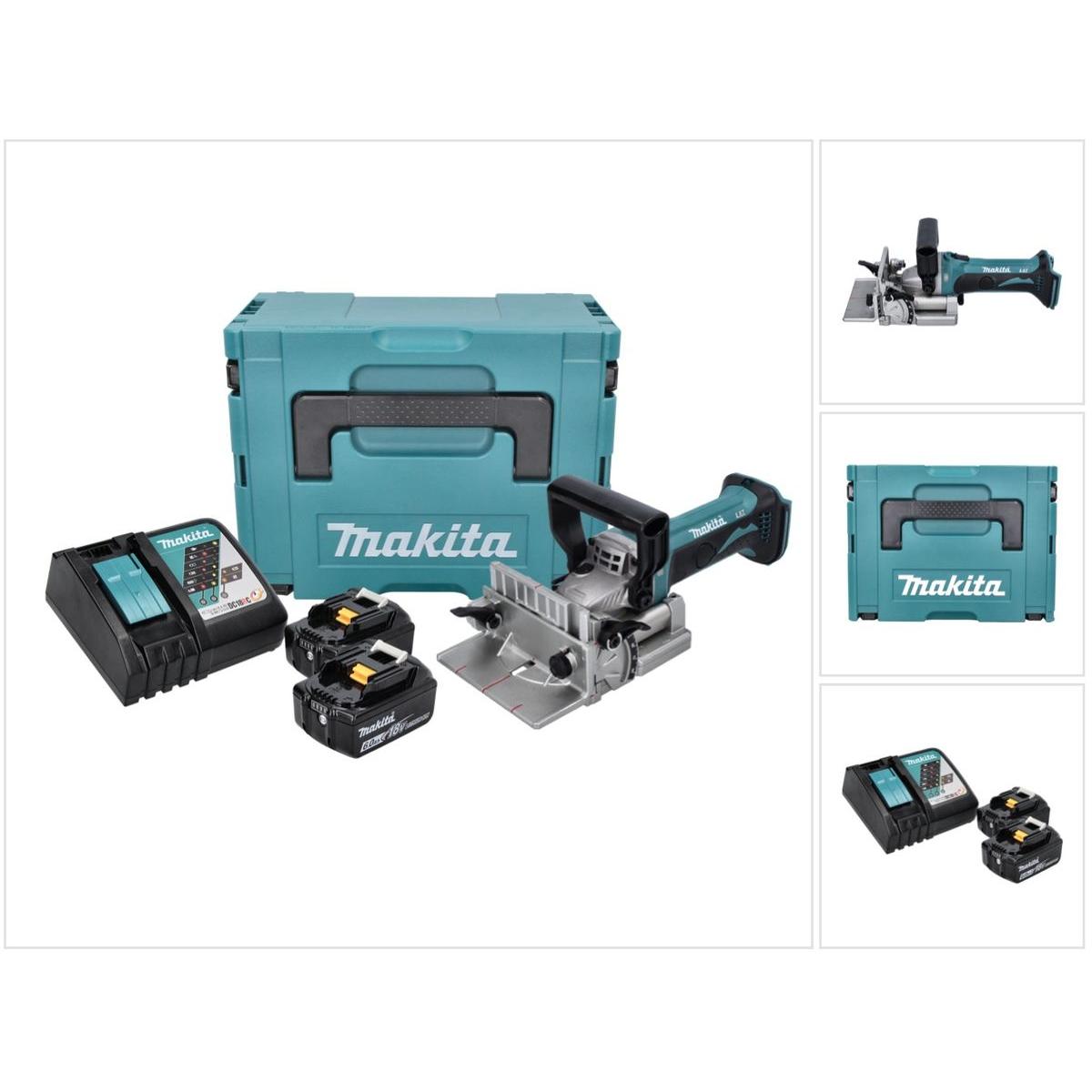 Thumbnail - Makita, Fräse, DPJ 180 RGJ Akku Nutfräse 18 V 100 mm + 2x Akku 6,0 Ah + Ladegerät + Makpac
