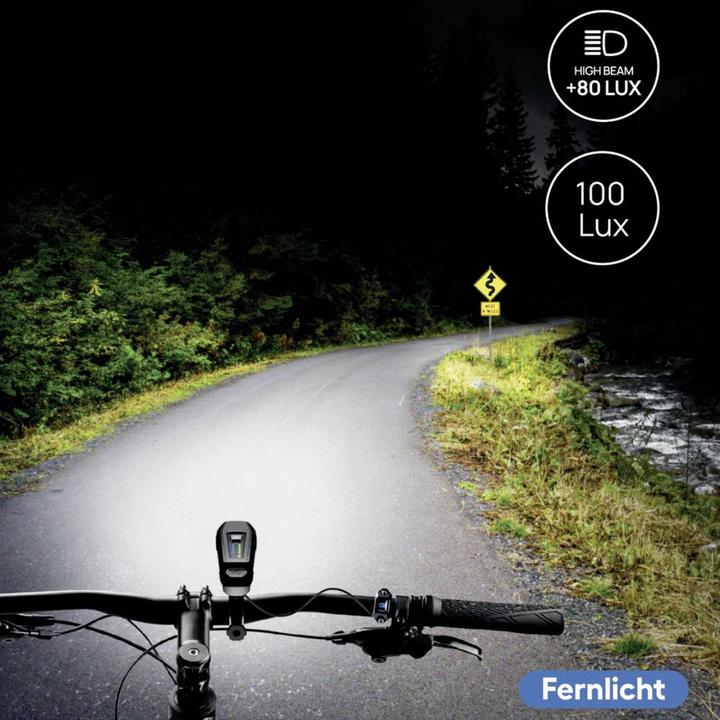 Produktbild Fischer Fahrrad-Scheinwerfer LED batteriebetrieben Schwarz (80 lm)