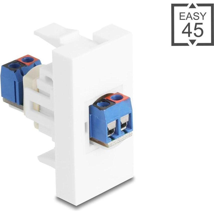 Delock Easy 45 Modul Terminalblock zu Terminalblock weiss, Adattatore di rete, Blu, Bianco