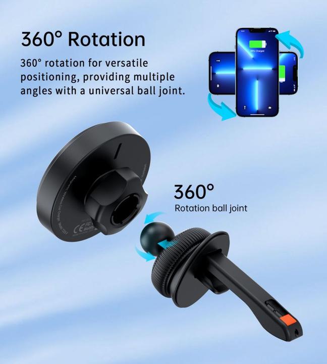 Actual product image Choetech T205-F magnetic holder with 15 W inductive charger - black