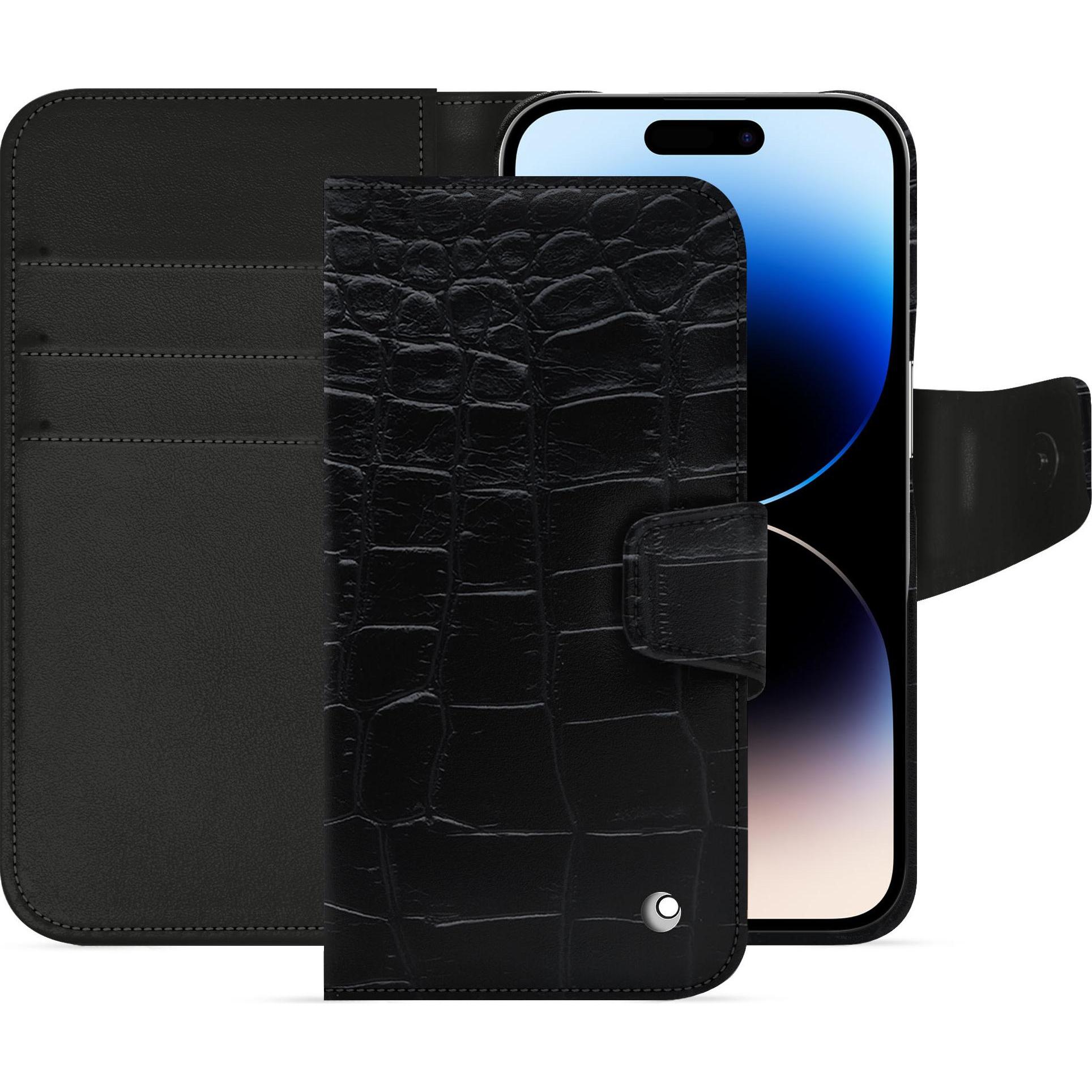 Noreve Lederschutzhülle Apple iPhone 15 Pro (Apple iPhone 15 Pro), Smartphone Hülle, Schwarz