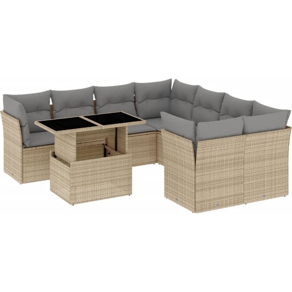VidaXL, Gartenlounge, 10-tlg. Garten-Lounge-Set mit Kissen