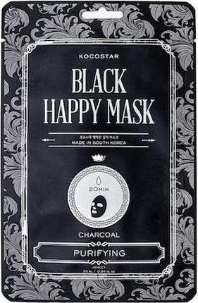 Vican Kocostar Black Happy Mask - Reinigende Gesichtsmaske mit Holzkohle, 1 Stück