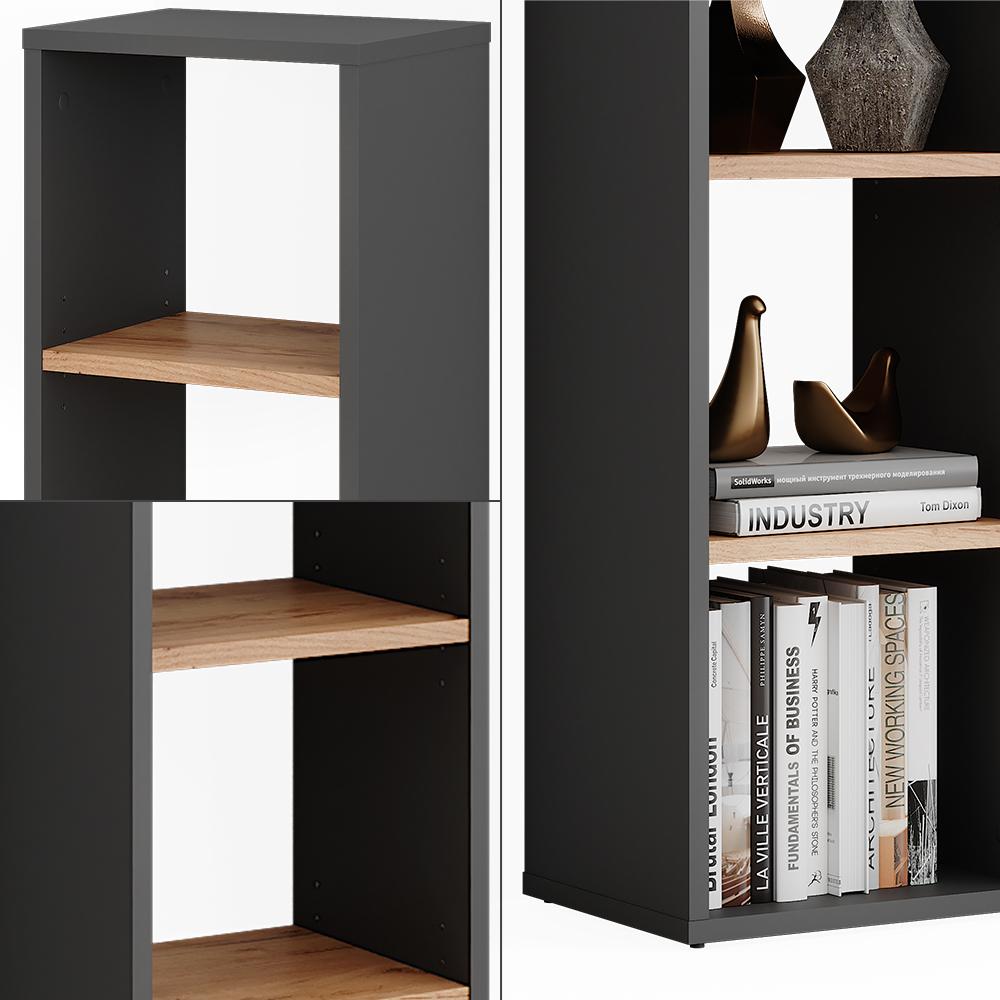 Thumbnail - Vichy, Schuhschrank, Standregal Orlando, Anthrazit/Goldkraft Eiche, 30 x 80.1 cm