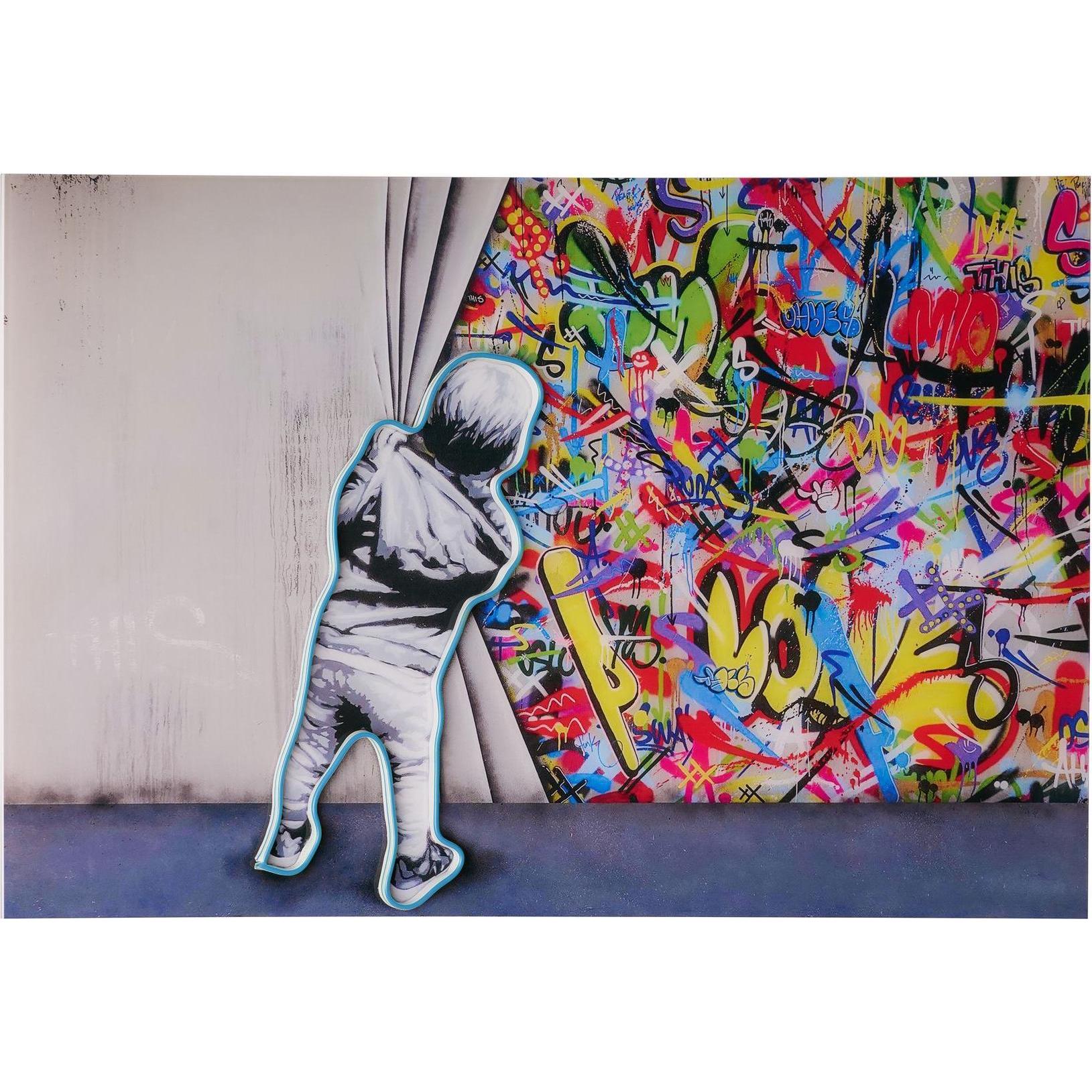 Wallxpert, Quadro, Banksy Decorative Led Lighted Acrylic Glass Painting (44 x 66 cm)