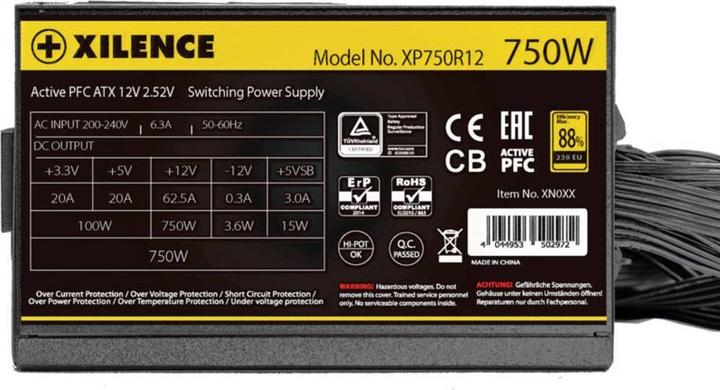 Actual product image Xilence XP750R12.ARGB 750W PC power supply, Meet 80+ Gold, Gaming, ATX (750 W)