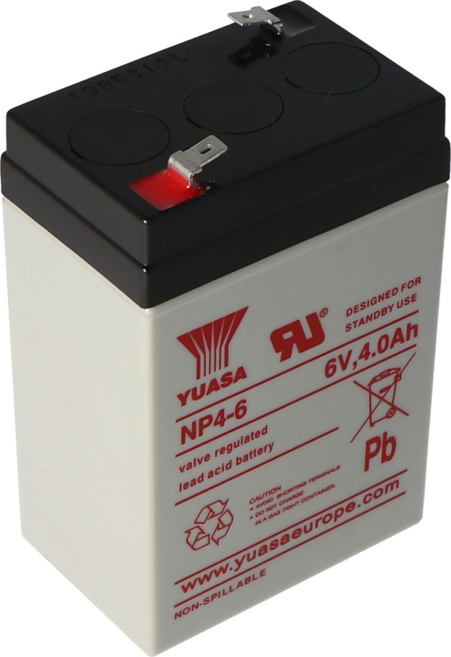 Actual product image Yuasa Battery NP4-6, Faston 4,8mm (6 V, 4 Ah)