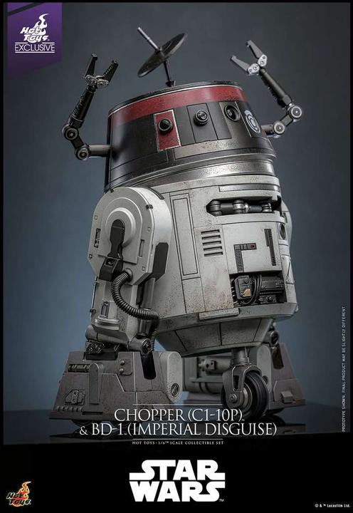 Actual product image Hot Toys Star Wars Actionfigur Set 1/6 Chopper (C1-10P™) & BD-1™ (Imperial Disguise) 18 cm & 8 cm