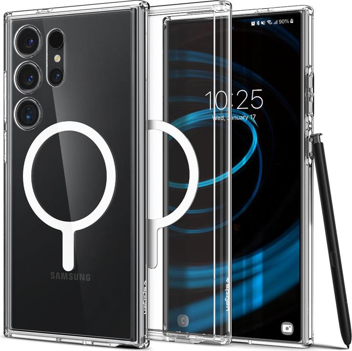 Produktbild Spigen Hybrid OneTap Ring Case mit MagSafe– Transparent und Weiss (Samsung Galaxy S24 Ultra)