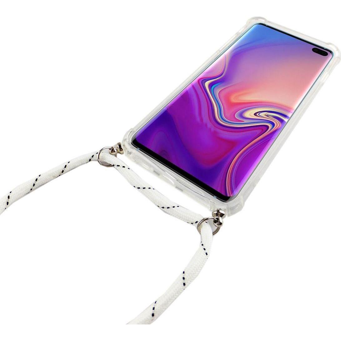 Thumbnail - König Design Handykette für Samsung Galaxy S10 Plus mit Band Case zum umhängen Kordel Weiss, Handykette, Transparent