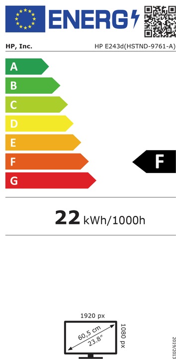 Energie-Label HP EliteDisplay E243d (1920 x 1080 Pixel, 23.80")