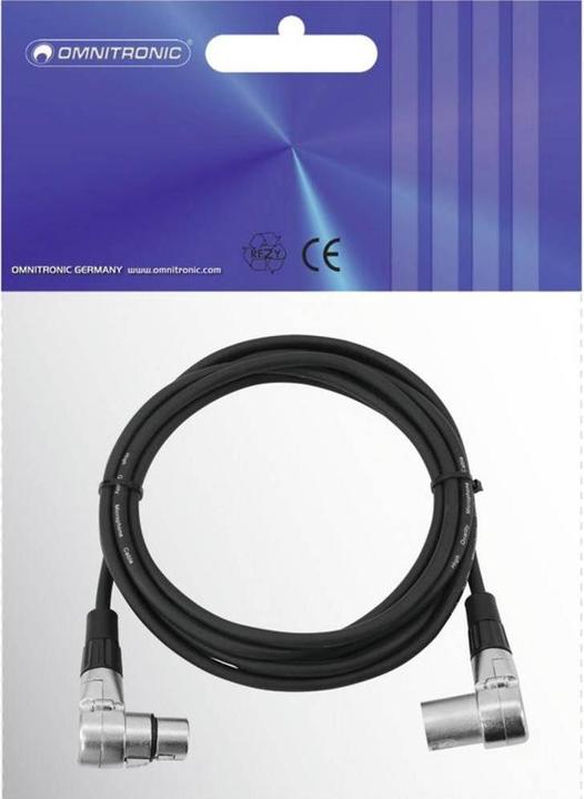 Image du produit Omnitronic Câble XLR 3 pôles 3m 90° sw (3 m, Câbles XLR)