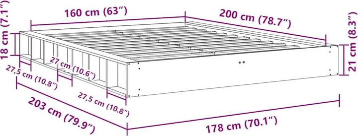 Produktbild vidaXL Bettgestell (160 x 200 cm)
