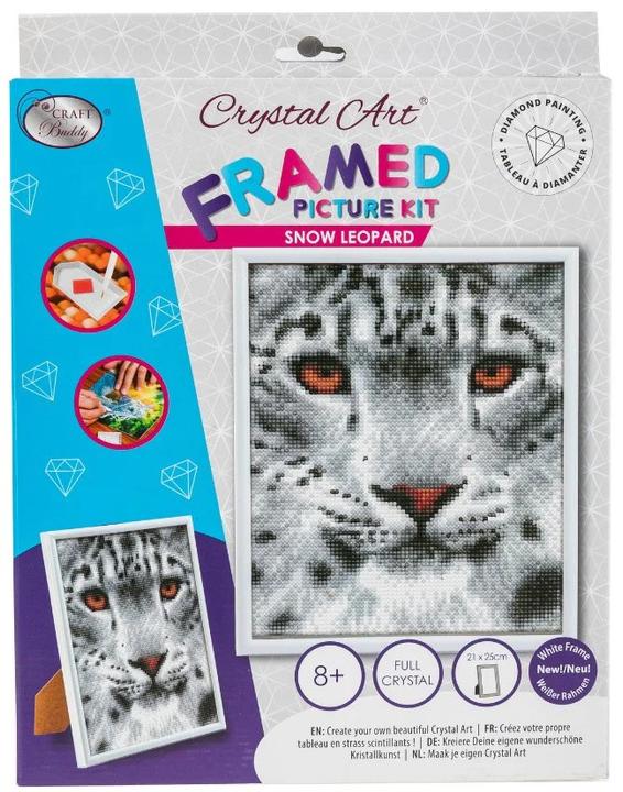 Actual product image Craft Buddy Snow Leopard, 21x25cm Picture with Frame Crystal Art
