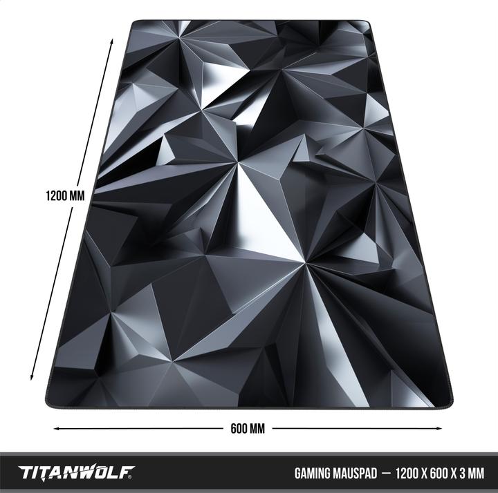 Image du produit Titanwolf Tapis de souris de jeu, Tapis de souris XXXL Speed 1200 x 600 mm, Vitesse & Précision, Black Crystal (XXL)