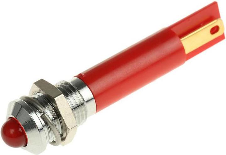 Produktbild RS PRO LED erhaben 8mm chrom 12Vdc HE rot