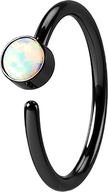 Produktbild Star Piercing Micro Piercing Ring schwarz mit Opal weiss (Chirurgenstahl 316L, ohne Messing)