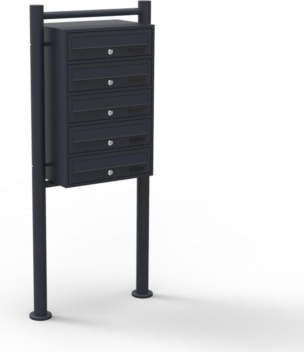 Produktbild Wiltec 5er Briefkastenanlage schwarz 270x513x1500mm Standbriefkasten Briefkasten