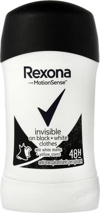 Image du produit Rexona Invisible sur les vêtements noirs et blancs (Stick, 40 ml)