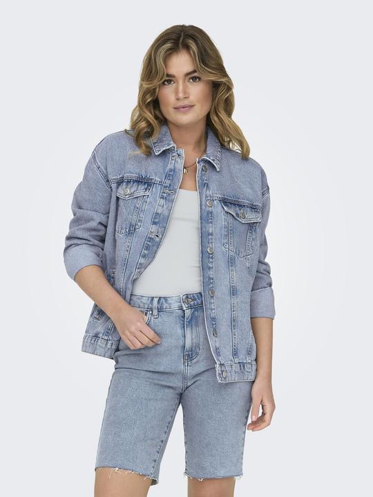 Produktbild Only Kapuze mit Kordelzug Ärmelbündchen mit Knopf Tief angesetzte Schulter Jacke Jeansjacke (XS)