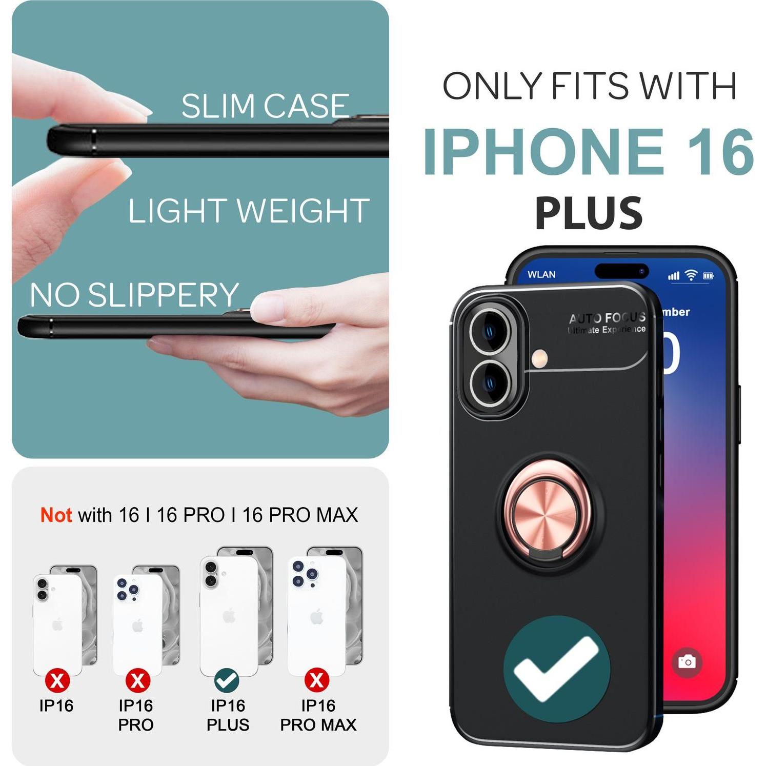 Thumbnail - Nalia Matte Ring Silikon Hülle (Apple iPhone 16 Plus), Smartphone Hülle, Rosa